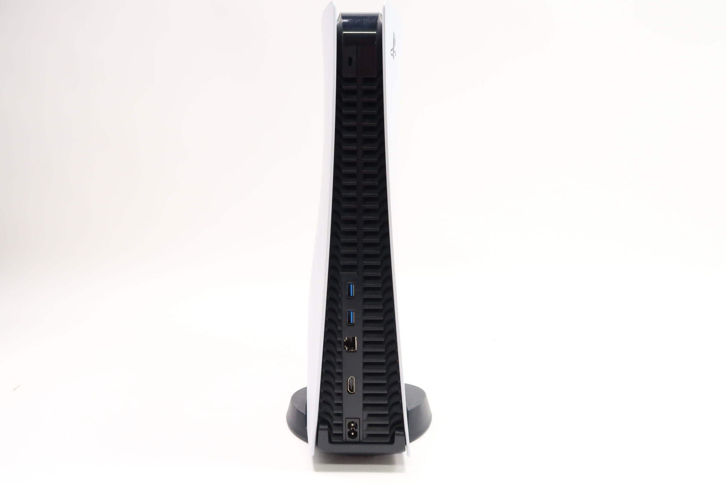 Rear view of White PlayStation 5 Disc Edition Console